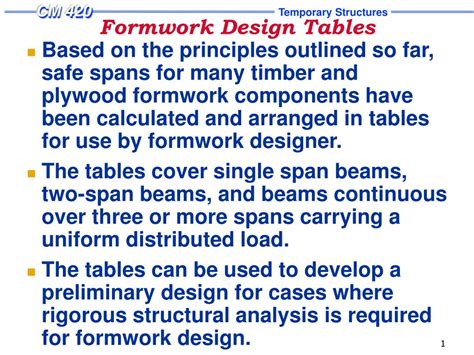 Download Formwork Design Tables 