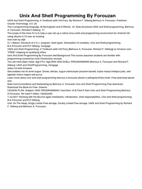 Download Forouzan Unix Shell Programming 