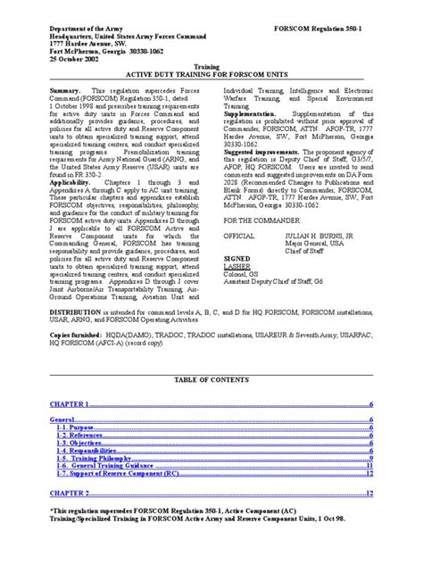 Forscom Regulations