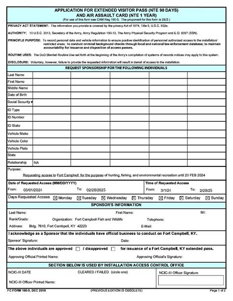 fort cox application forms 2015