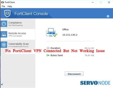 forticlient vpn internet not working