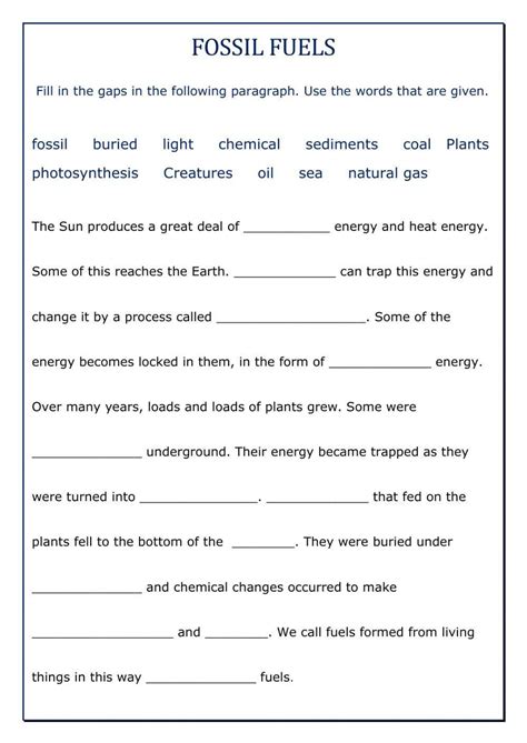 Fossil Fuels Gr 6 Worksheets Teacher Worksheets Fossil Fuels Grade 6 Worksheet - Fossil Fuels Grade 6 Worksheet