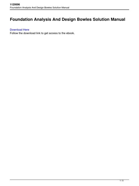 Download Foundation Analysis Design Bowles Solution Manual 