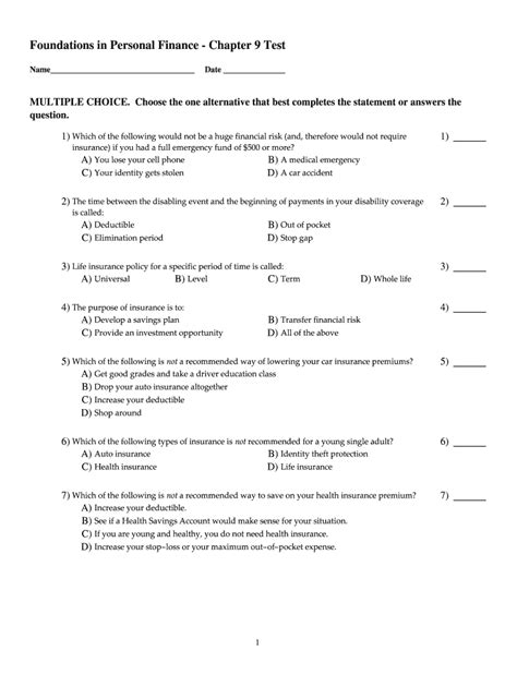 Download Foundations In Personal Finance Answers Chapter 9 