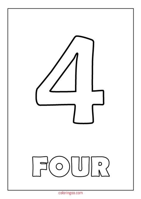 Four Coloring Pages For Kids To Color And Number 4 Color Page - Number 4 Color Page