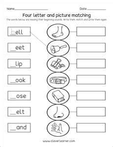 Four Letter Word Matching And Writing Worksheets Cleverlearner 4 Letter Words For Kindergarten - 4 Letter Words For Kindergarten