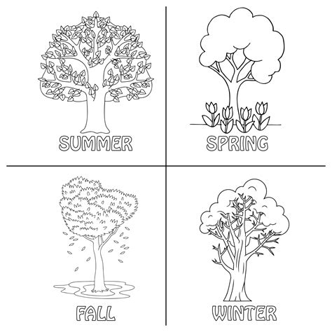 Four Seasons Tree Coloring Page Free Printable Coloring Pictures Of Different Seasons For Kids - Pictures Of Different Seasons For Kids