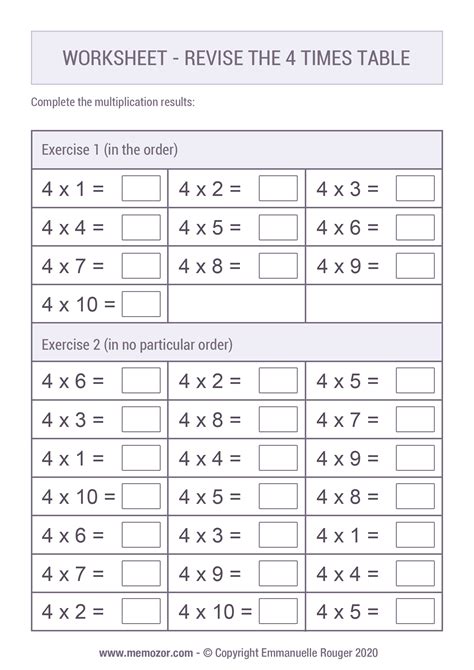 Four Times Table Worksheet Years 3 And 4 Times 4 Worksheet - Times 4 Worksheet