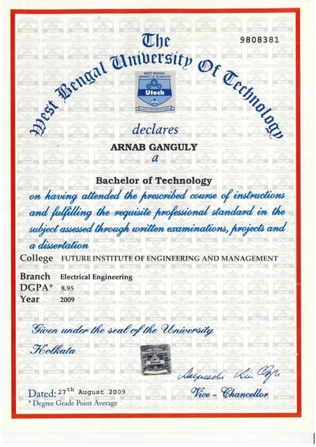 four year b tech degree course