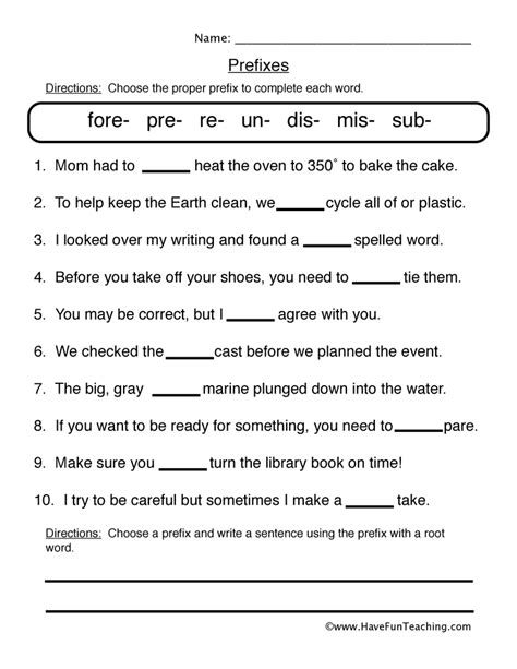 Fourth Grade Grade 4 Prefixes Questions For Tests Prefix Grade 4 Worksheet - Prefix Grade 4 Worksheet