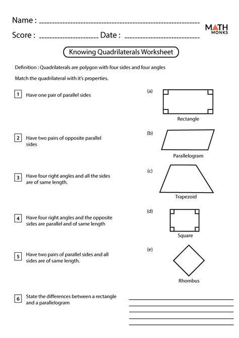 Fourth Grade Grade 4 Quadrilaterals Questions Helpteaching Quadrilateral Worksheet 4th Grade - Quadrilateral Worksheet 4th Grade