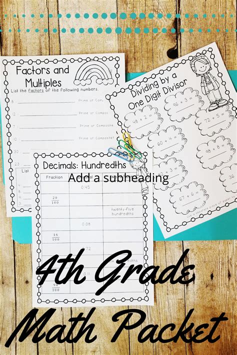 Fourth Grade Math Packet Teaching Resources Tpt 4th Grade Math Worksheet Packets - 4th Grade Math Worksheet Packets