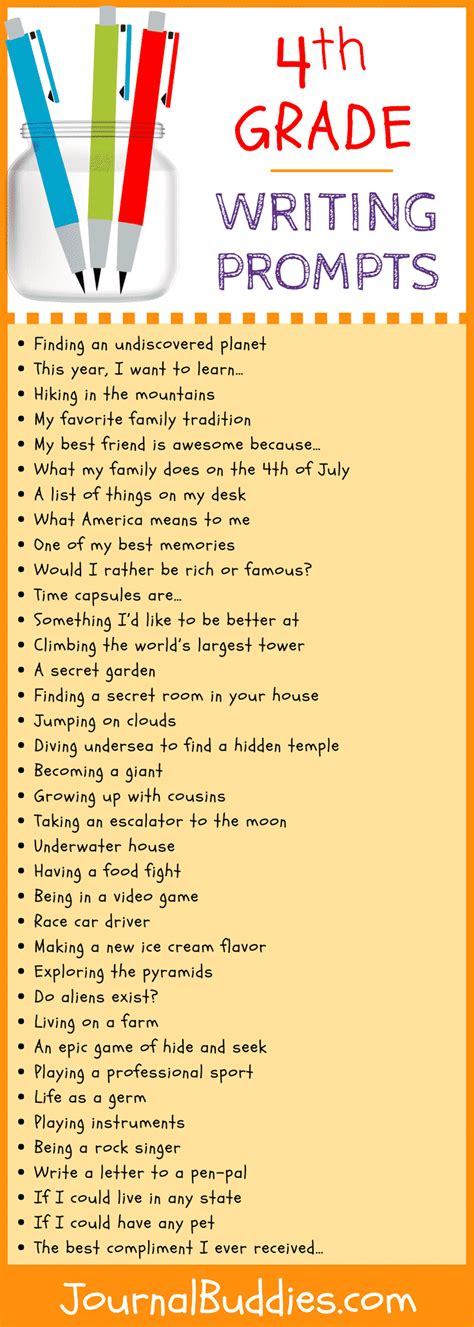 Fourth Grade Writing Prompts   69 Great Writing Prompts For 4th Grade Journalbuddies - Fourth Grade Writing Prompts