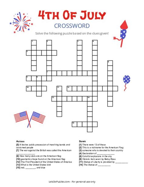 Fourth Of July Crossword Puzzles Dltk X27 S Fourth Of July Crossword Puzzles Printable - Fourth Of July Crossword Puzzles Printable