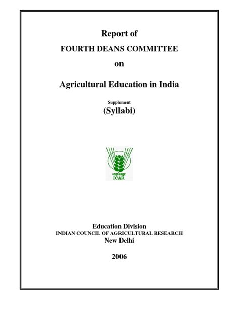 Full Download Fourth Deans Committee On Agricultural Education In India 