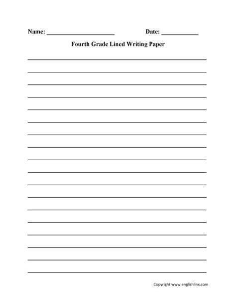 Download Fourth Grade Writing Paper Template 