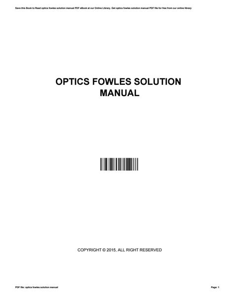 Read Online Fowles Solution Manual Optics 