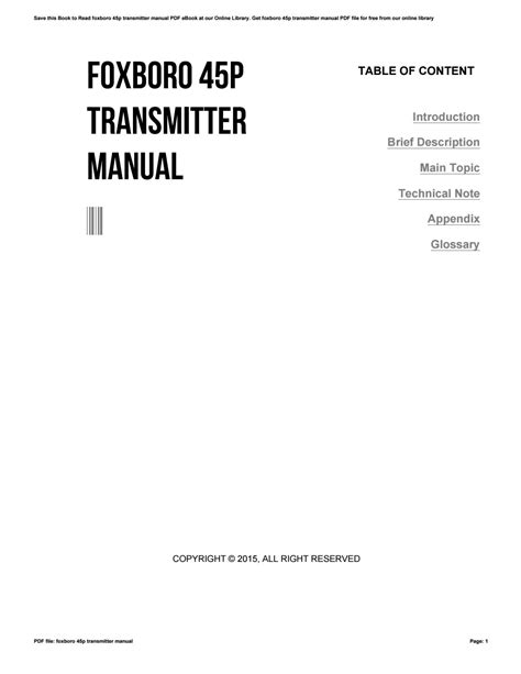 Download Foxboro 45P Transmitter Manual 