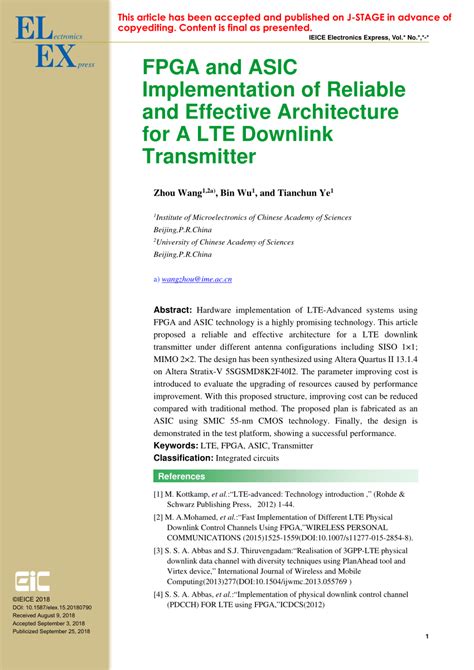 Fpga Implementation Of Lte Downlink Transceiver With