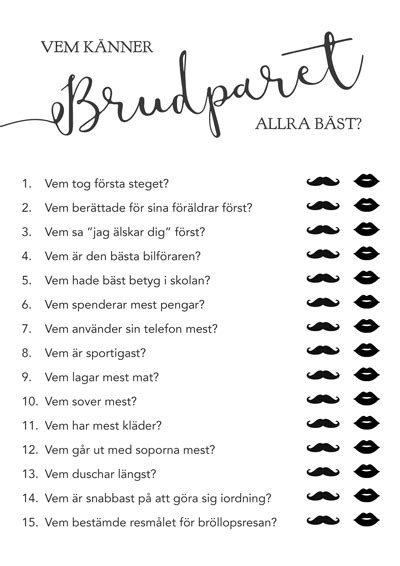 frågor om bruden