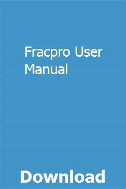 Full Download Fracpro User Manual 