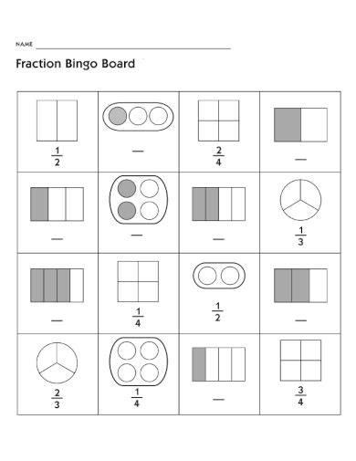 Fraction Bingo Board Template