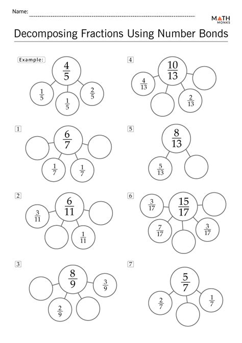fraction number bonds for third grade