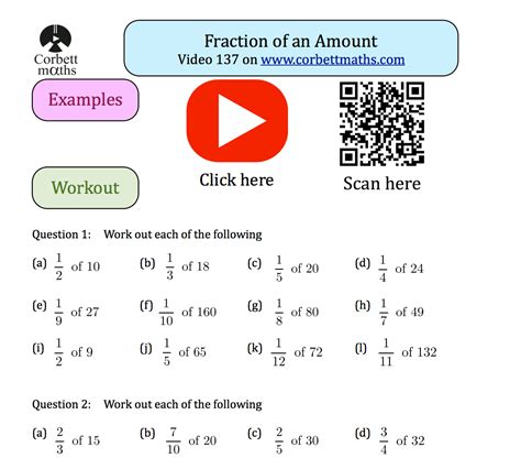 Fraction Of Amounts Practice Questions Corbettmaths Fractions Questions - Fractions Questions