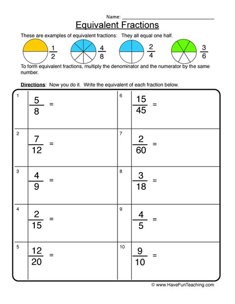 Fraction Practice Equal To 1 Worksheets 99worksheets Equal Fractions Worksheets - Equal Fractions Worksheets