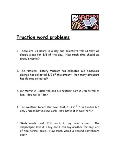 fraction word problems common core sheets