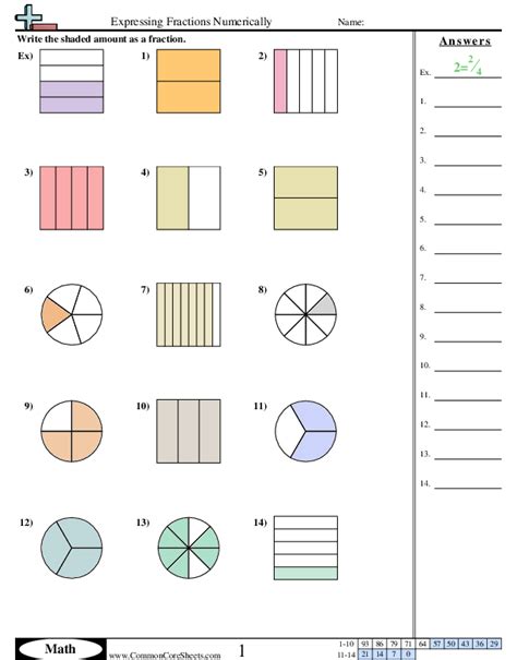 Fraction Worksheets Commoncoresheets Fractions - Commoncoresheets Fractions