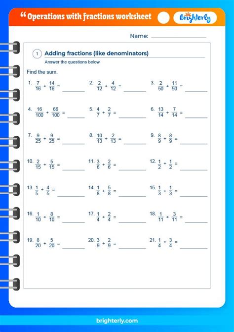 Fractions Adding Subtracting Multiplying And Dividing Worksheet
