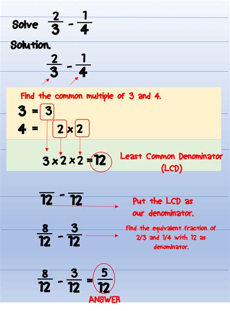 Fractions Calculator Subtraction With Renaming Fractions - Subtraction With Renaming Fractions
