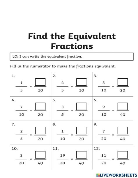 Fractions Education Com Missing Equivalent Fractions - Missing Equivalent Fractions