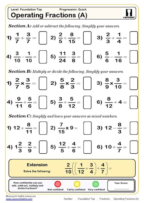 Fractions Four Operations Worksheet Teaching Resources Operations With Fractions Worksheet - Operations With Fractions Worksheet
