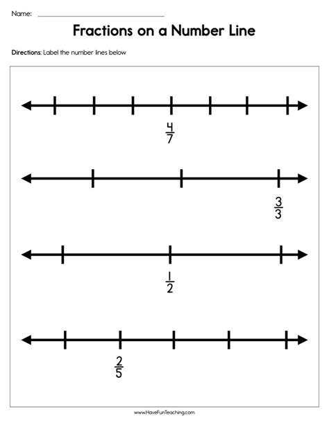 Fractions On A Number Line Worksheets Math Worksheets Number Lines And Fractions - Number Lines And Fractions