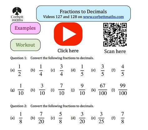 Fractions To Decimals Textbook Exercise Corbettmaths Converting Fractions To Decimals Worksheet - Converting Fractions To Decimals Worksheet
