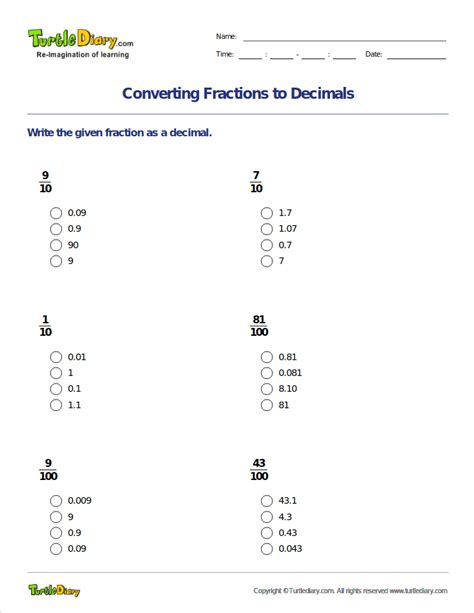Fractions To Decimals Turtle Diary Learning Fractions And Decimals - Learning Fractions And Decimals