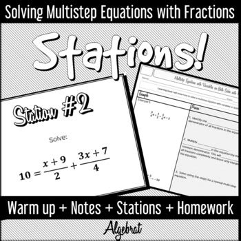 Fractions Warm Up   Multistep Equations With Fractions Warm Up Guided Notes - Fractions Warm Up
