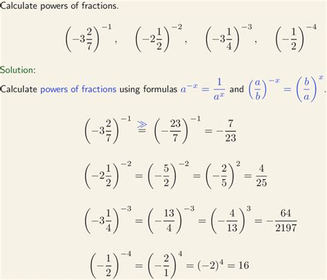 Fractions With Negative Powers