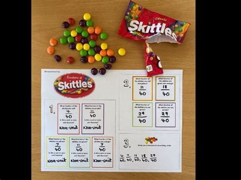 Fractions With Skittles Teaching Resources Skittles Fractions Worksheet - Skittles Fractions Worksheet