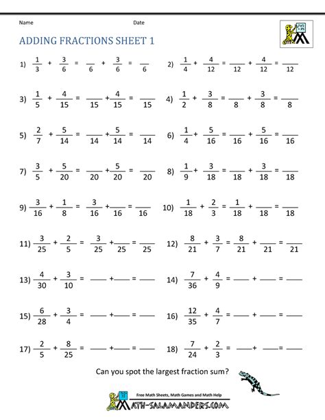 Fractions Worksheets Math Drills Addition Of Fractions Worksheet - Addition Of Fractions Worksheet