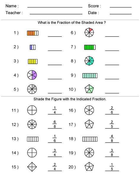 Fractions Worksheets Math Worksheets Fractions - Math Worksheets Fractions