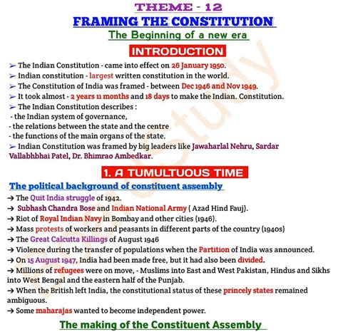 Framing The Constitution Class 12 Notes