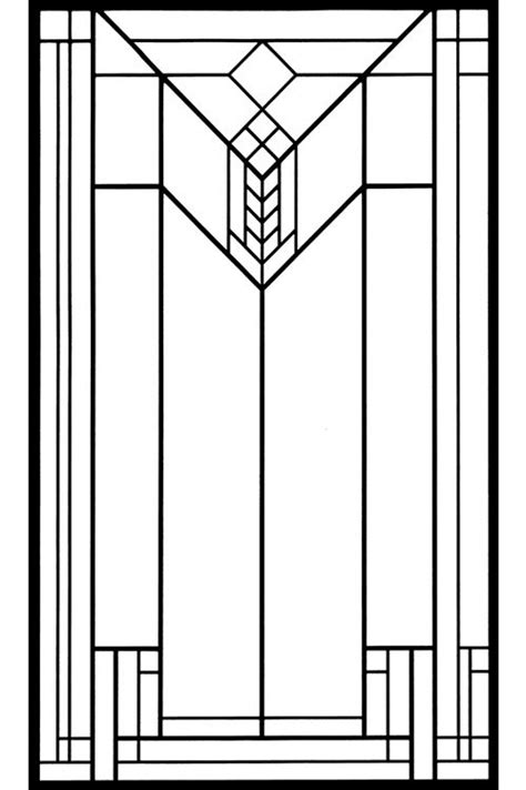 Frank Lloyd Wright Stained Glass Line Drawings