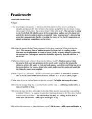 Frankenstein Study Guide Student Copy Answers