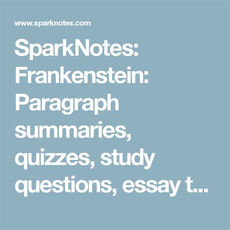 Frankenstein Suggested Essay Topics Sparknotes Frankenstein Writing Prompts - Frankenstein Writing Prompts