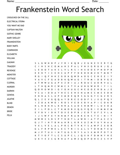 frankenstein word search