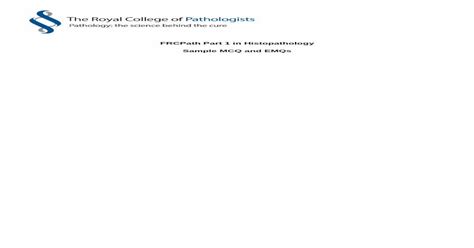 Download Frcpath Part 1 In Histopathology Sample Mcq And Emqs 