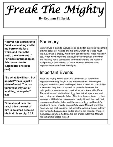Freak And Mighty Summary